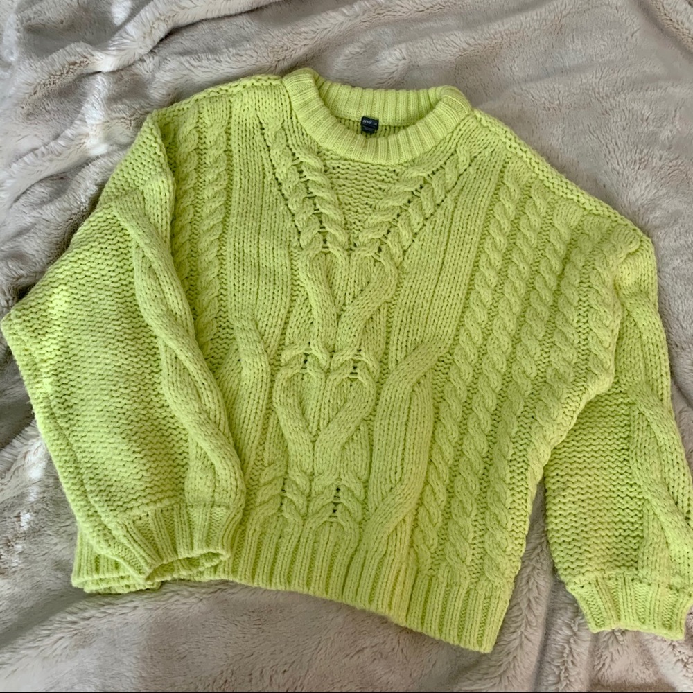 Neon Cable Knit Sweater